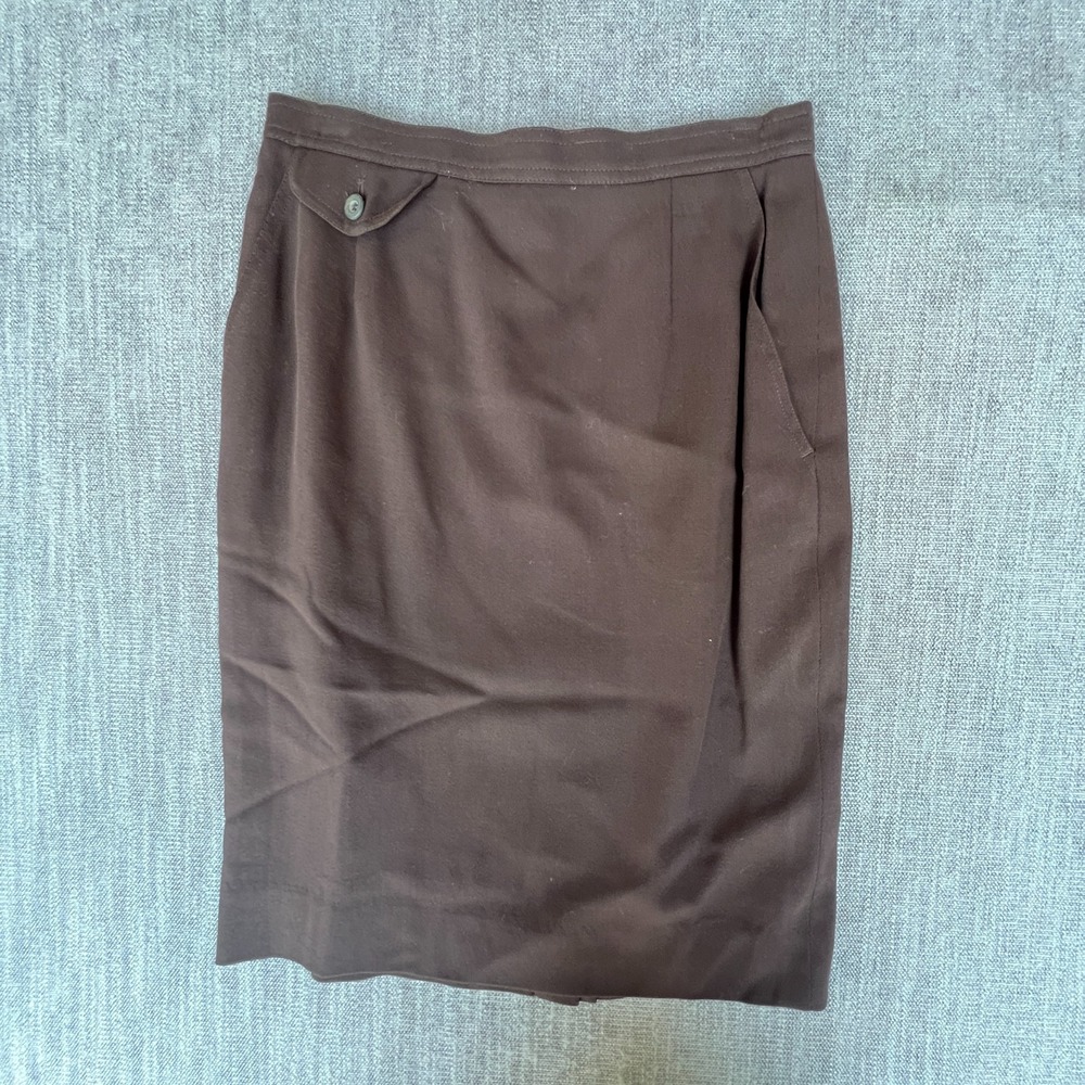 Laurèl Straight & Pencil Skirt Womens 36 Brown Virgin Wool Lined Business Career